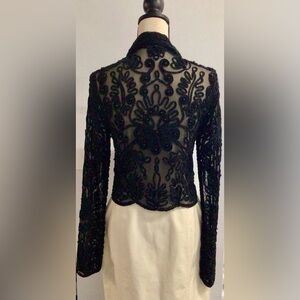 Gorgeous Cache’ Embroidered Bead Sheer Dinner Jacket